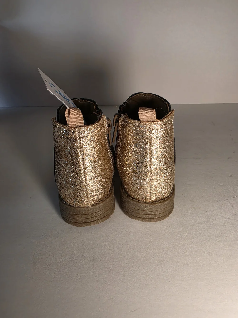 NWT Carter's Toddler Girls Taupe Tan Gold Faux Suede Glitter-Back Booties Size 4